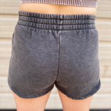 Acid Washed Dolphin Shorts | Ash Black
