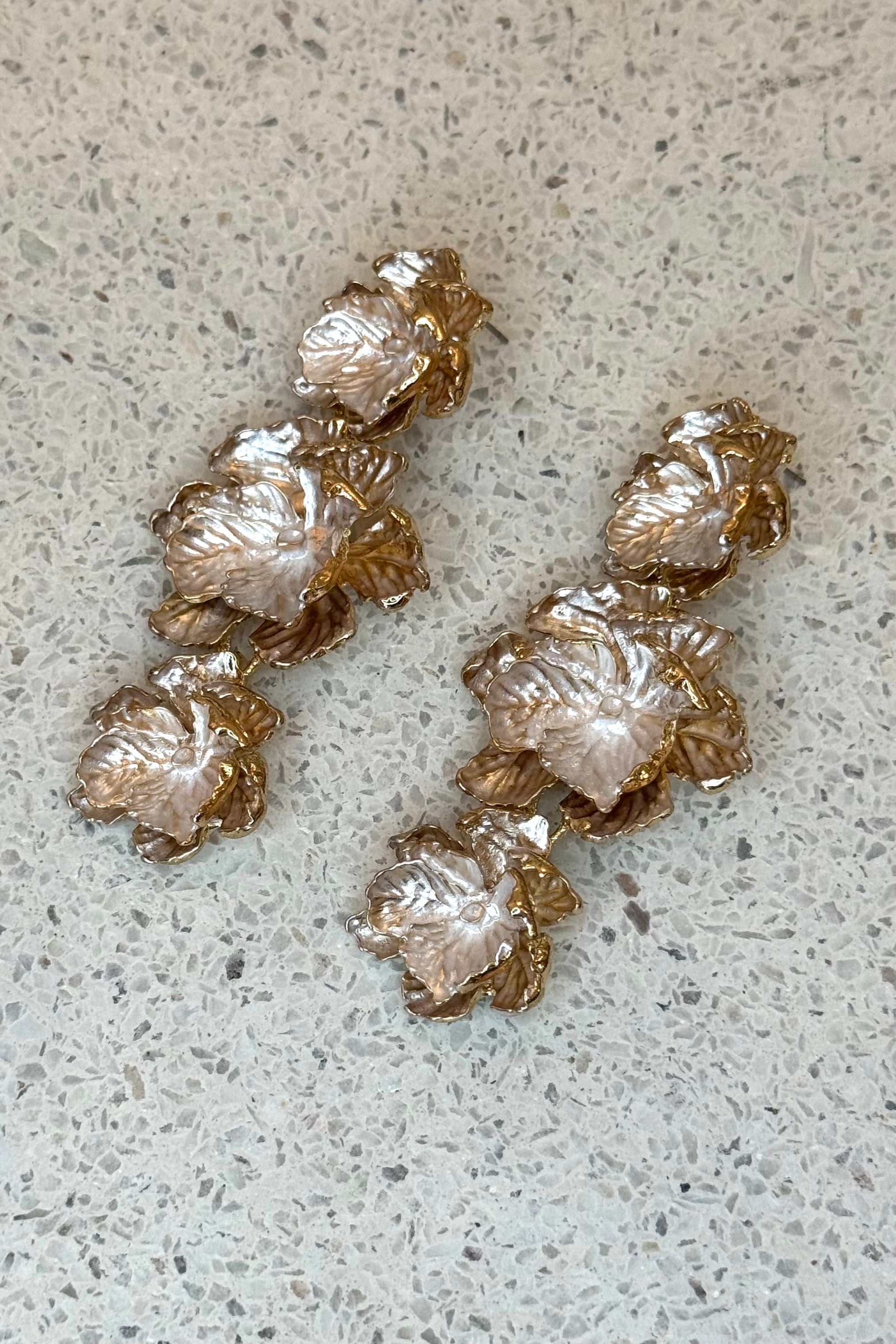 Metallic Flower Dangle Earrings