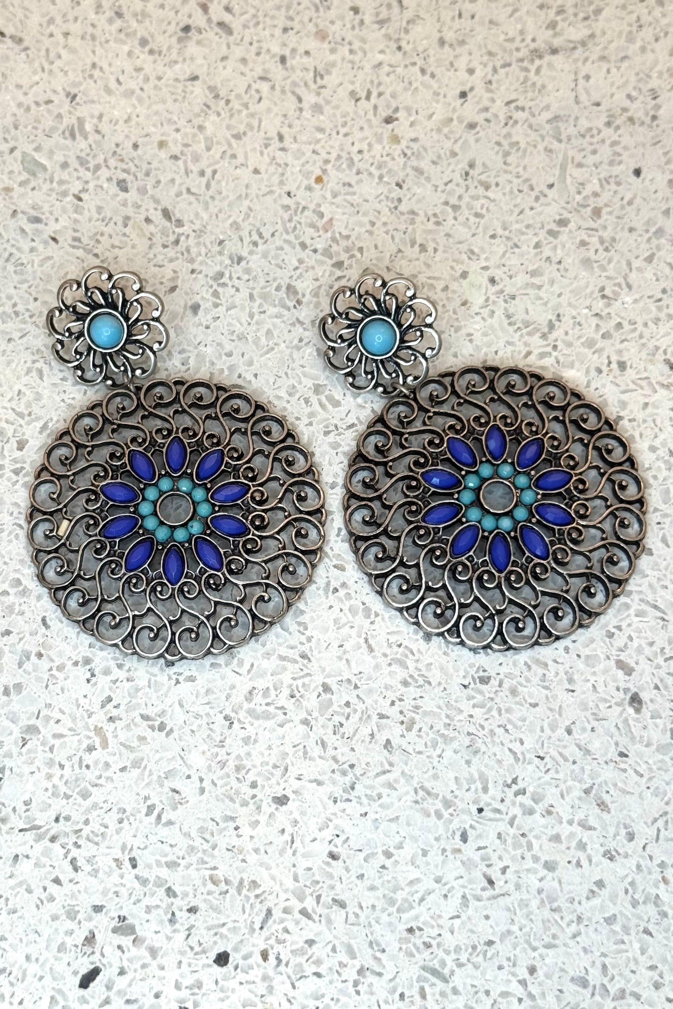 Filigree Chandelier Earrings | Blue