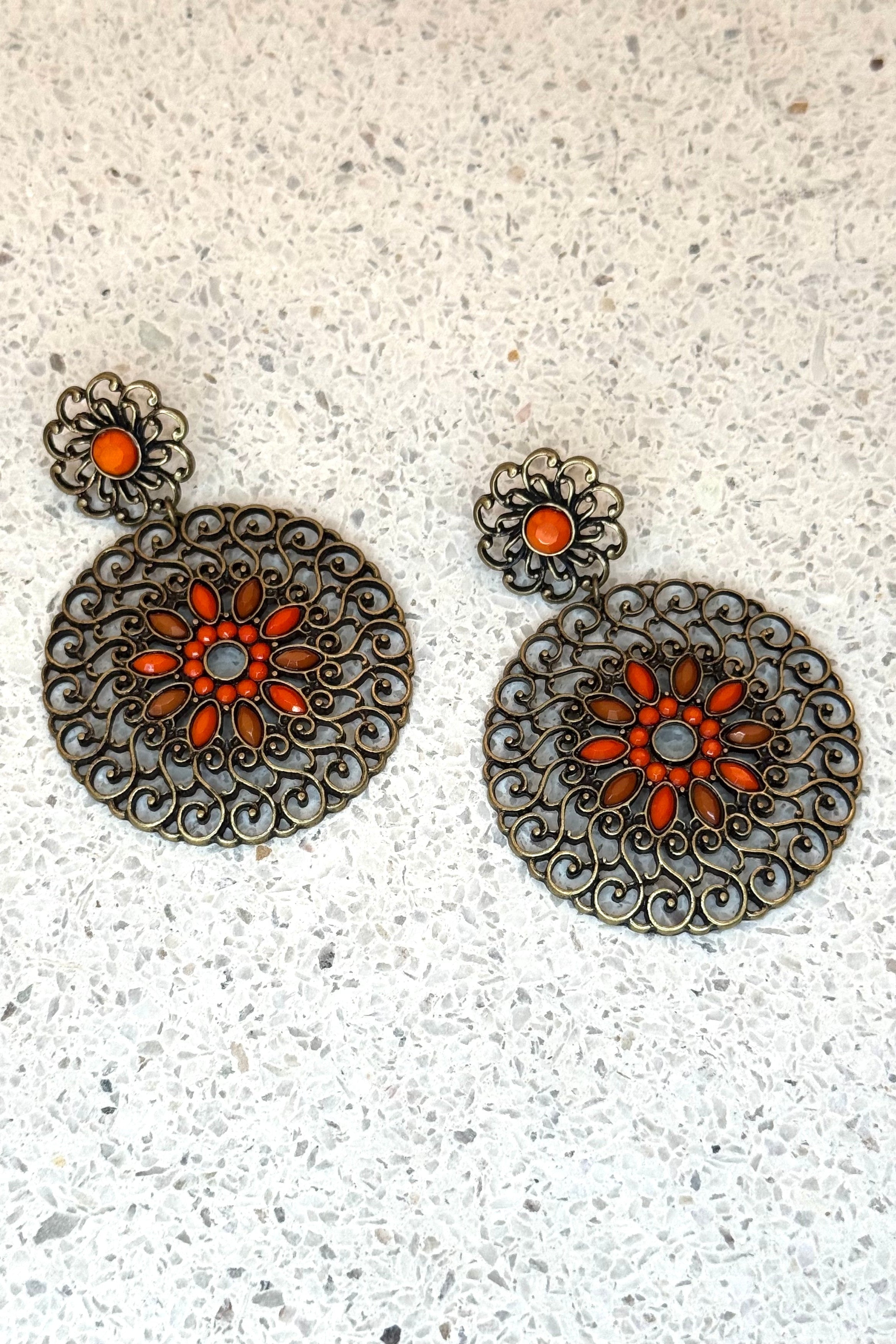 Filigree Chandelier Earrings | Red