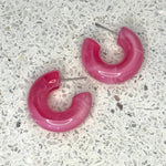 Bright Acrylic Hoop Earrings | Barbie Pink
