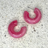 Bright Acrylic Hoop Earrings | Barbie Pink