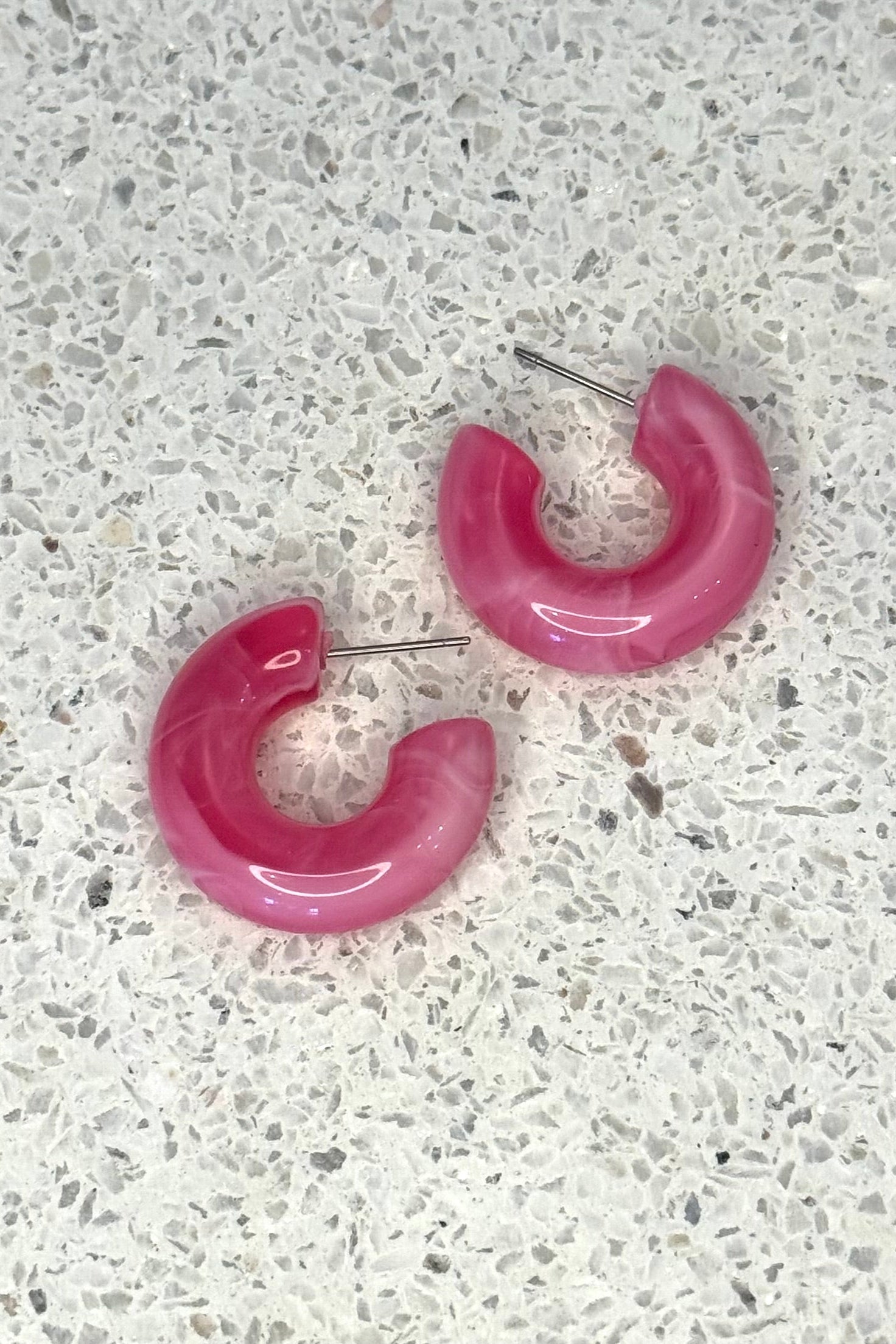 Bright Acrylic Hoop Earrings | Barbie Pink