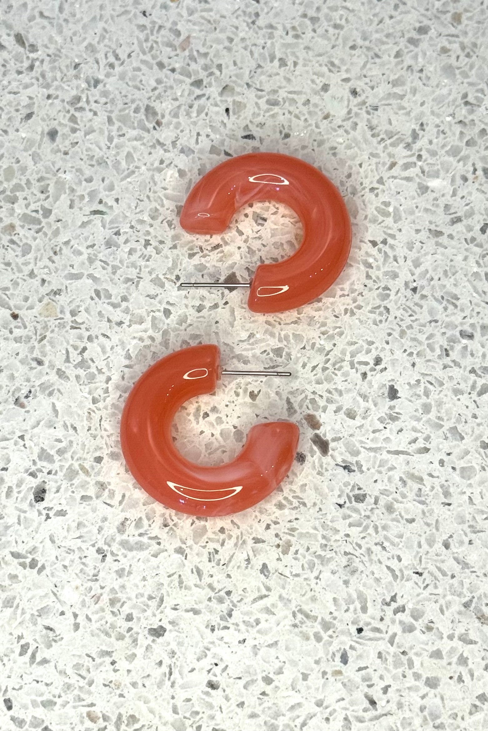 Bright Acrylic Hoop Earrings | Dusty Coral