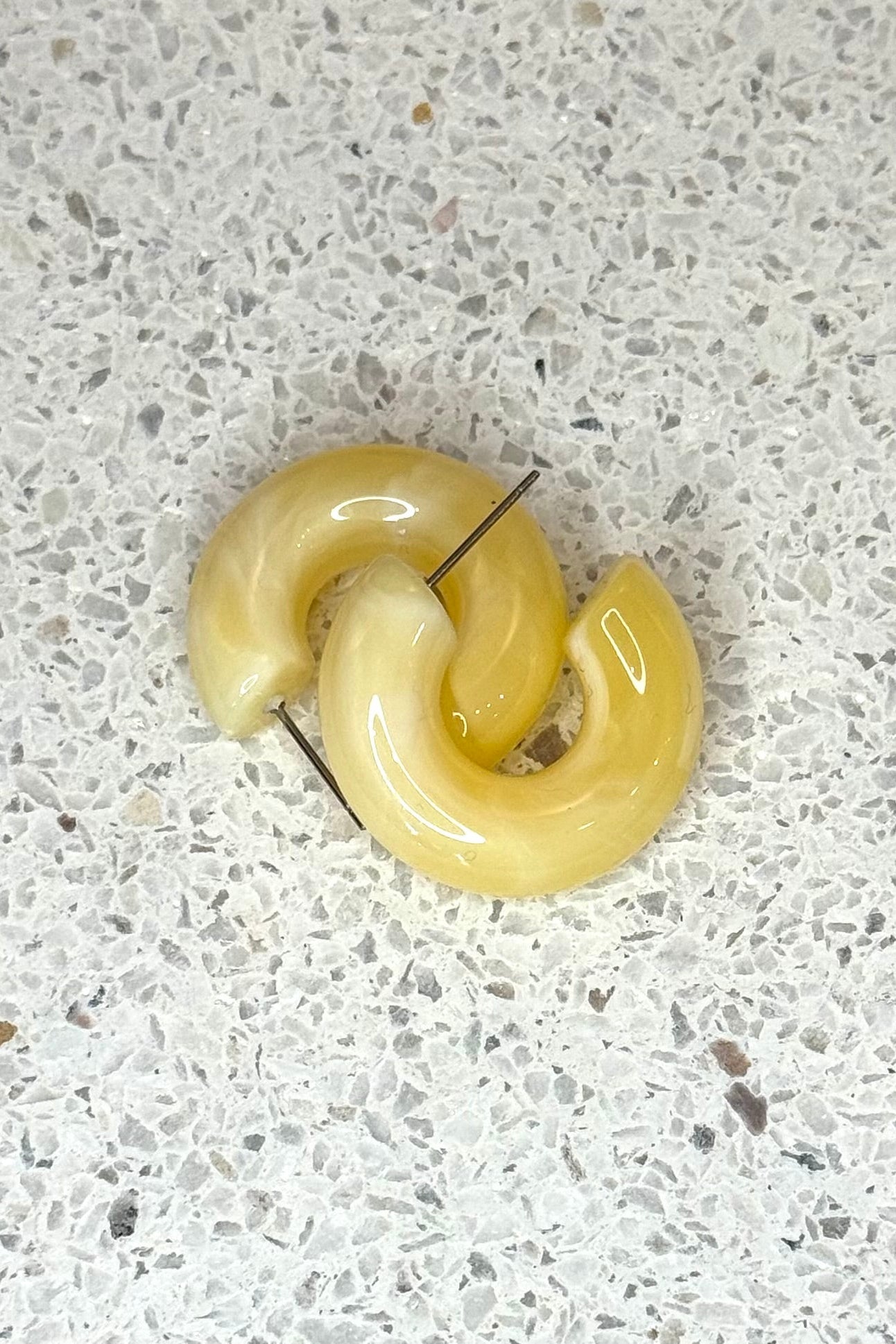 Bright Acrylic Hoop Earrings | Light Yellow