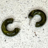 Bright Acrylic Hoop Earrings | Mineral Olive