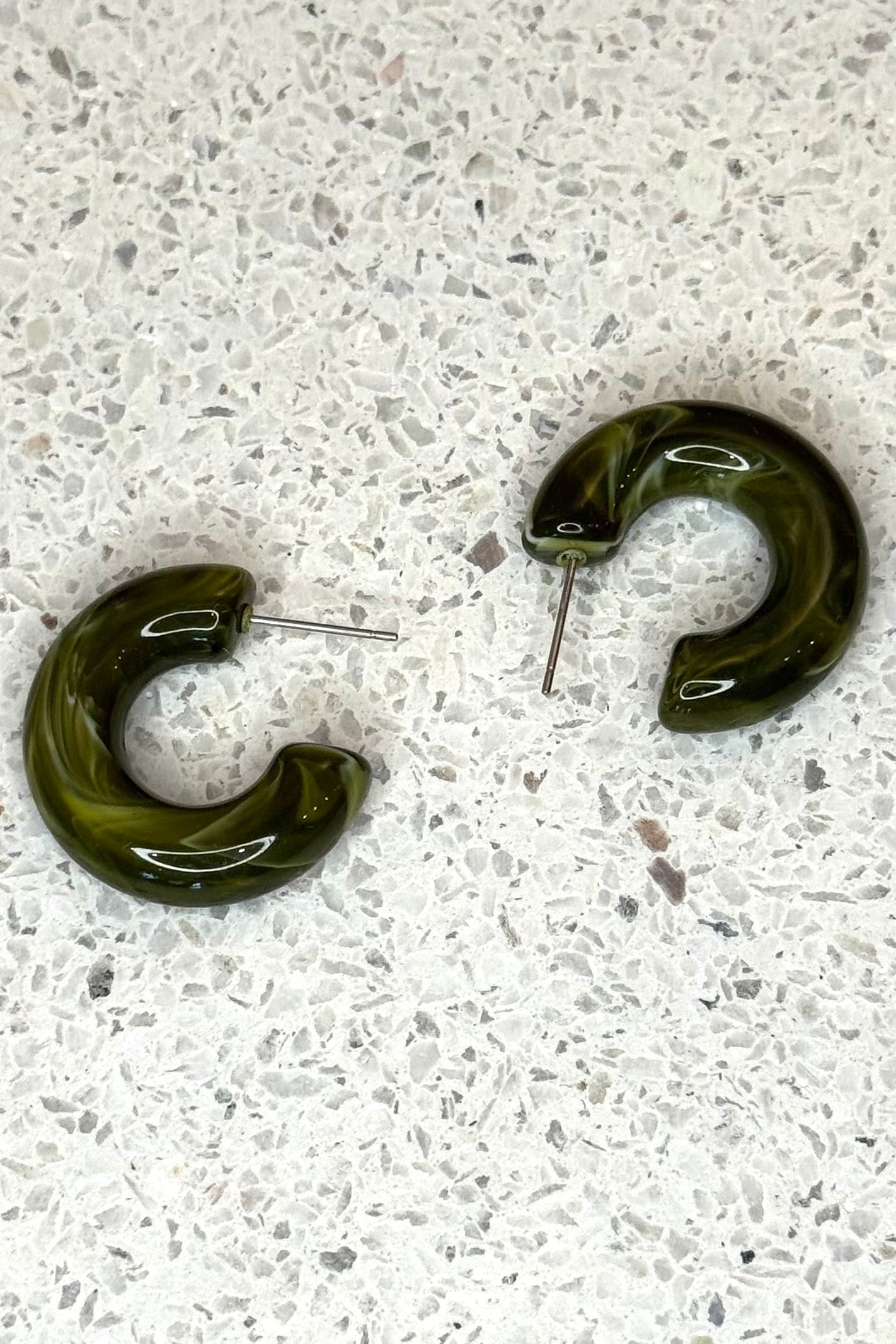 Bright Acrylic Hoop Earrings | Mineral Olive