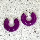 Bright Acrylic Hoop Earrings | Purple