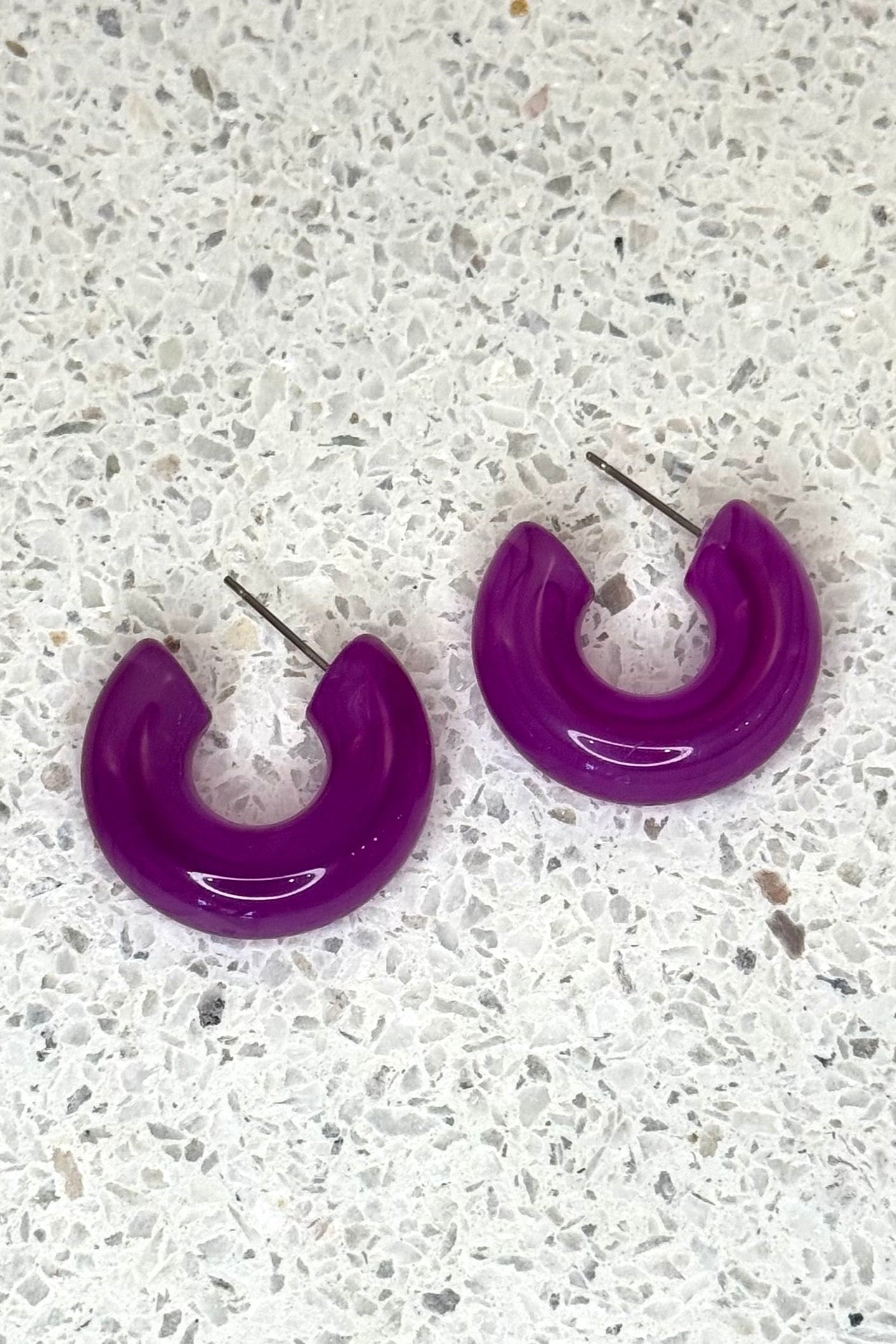 Bright Acrylic Hoop Earrings | Purple