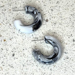 Bright Acrylic Hoop Earrings | White Marble