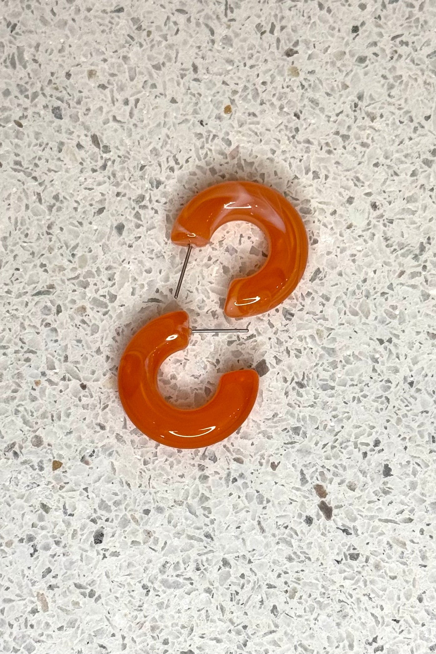 Bright Acrylic Hoop Earrings | Orange