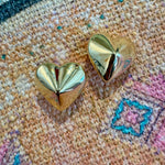 Gold Puffy Heart Post Earrings