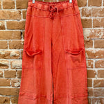 Mineral Washed Cargo Style Terry Knit Pants