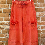 Mineral Washed Cargo Style Terry Knit Pants