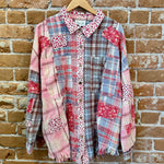 Washed Leopard Floral Patch Button Down Top