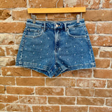 RISEN Slouchy Relaxed Polka Dot Embroidered Shorts