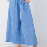 Mineral Wash Terry Knit Wide Leg Pants