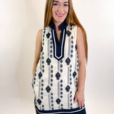 Embroidered Motif Sleeveless Mini Dress