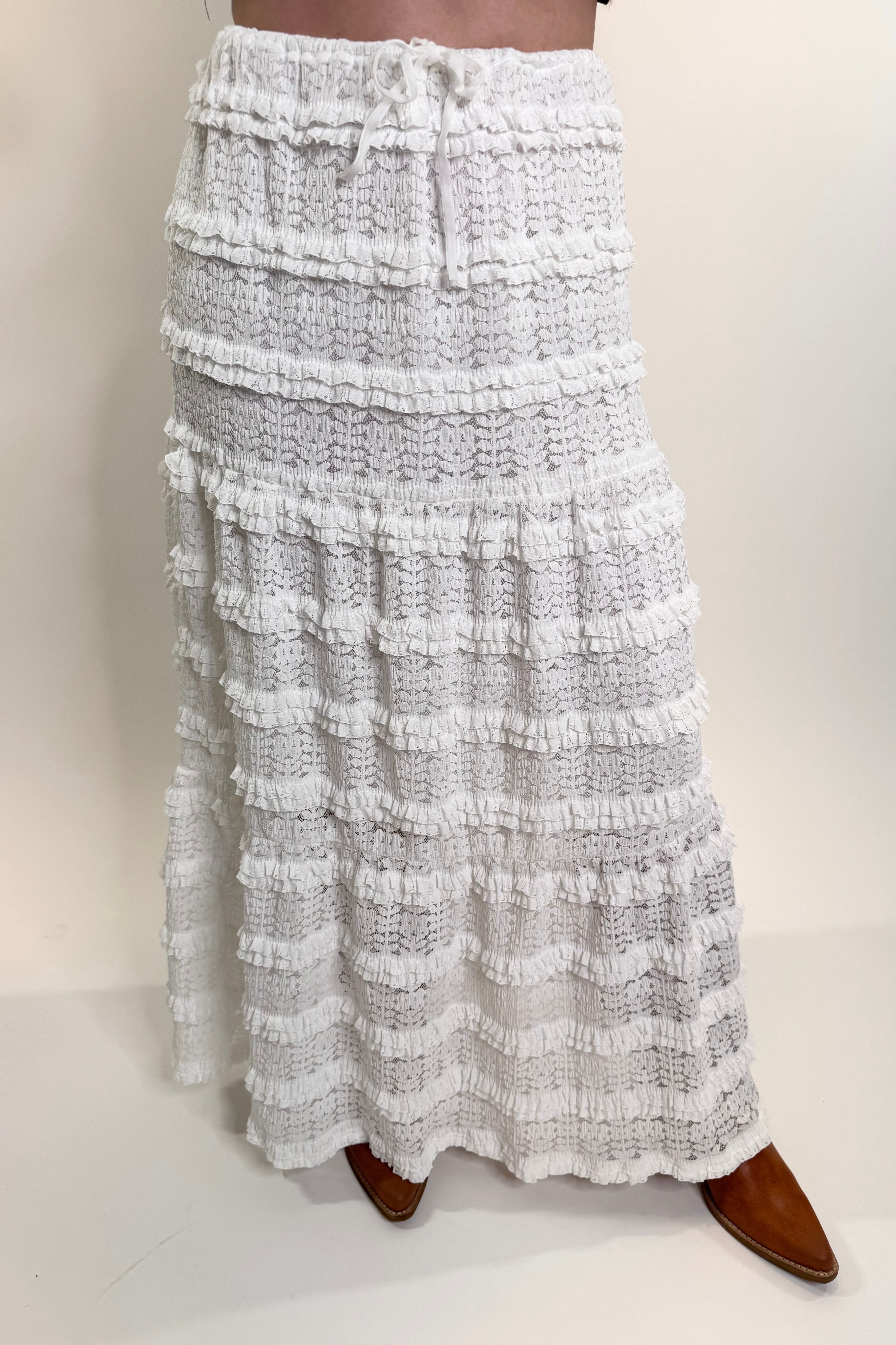 Lace in Bloom Tiered Midi Skirt