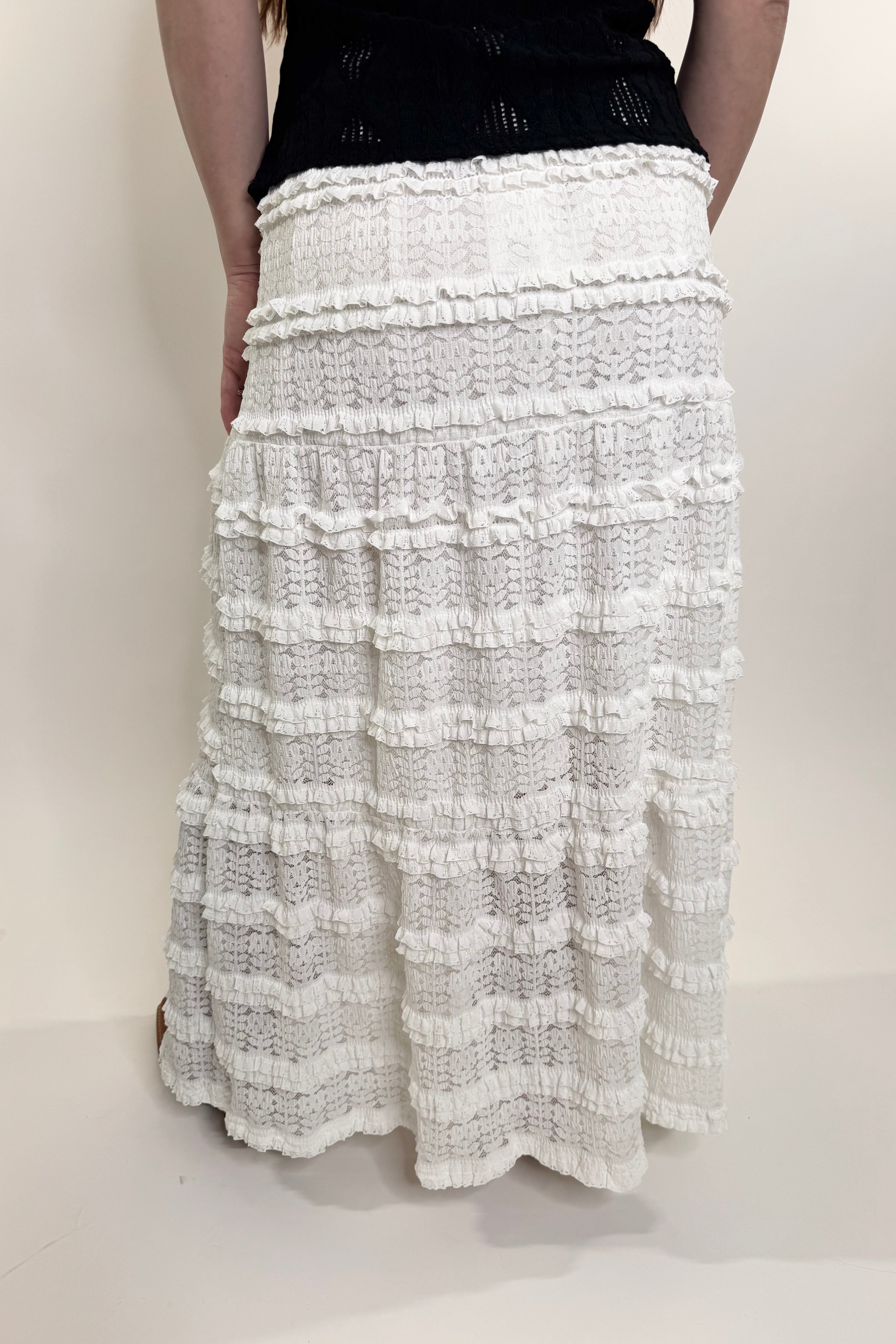 Lace in Bloom Tiered Midi Skirt