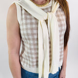 Neutral Gingham Knit Vest