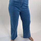 High Rise Wide Leg Pants with Front Seam