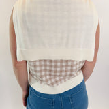 Neutral Gingham Knit Vest