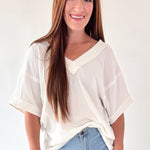 Soft Two Tone Casual Comfy Ribbed Knit Top