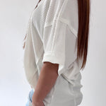 Soft Two Tone Casual Comfy Ribbed Knit Top