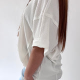 Soft Two Tone Casual Comfy Ribbed Knit Top
