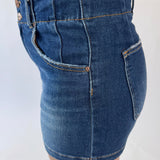 RISEN High Rise Detailed Seam Shorts | Dark Wash