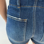 RISEN High Rise Detailed Seam Shorts | Dark Wash
