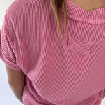 Soft Two Tone Casual Comfy Ribbed Knit Top