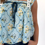 Floral Lace Trim Ruffled Top