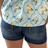 Floral Lace Trim Ruffled Top