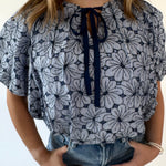 Floral Print Balloon Front Tie Top