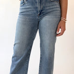 RISEN High Rise Cropped Wide Leg Denim