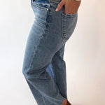 RISEN High Rise Cropped Wide Leg Denim