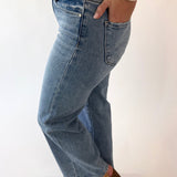RISEN High Rise Cropped Wide Leg Denim