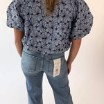 Floral Print Balloon Front Tie Top