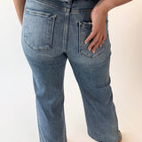 RISEN High Rise Cropped Wide Leg Denim