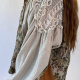 Lace Yoke Hooded Zip Jacket