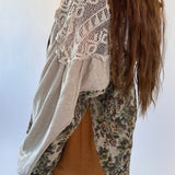 Lace Yoke Hooded Zip Jacket