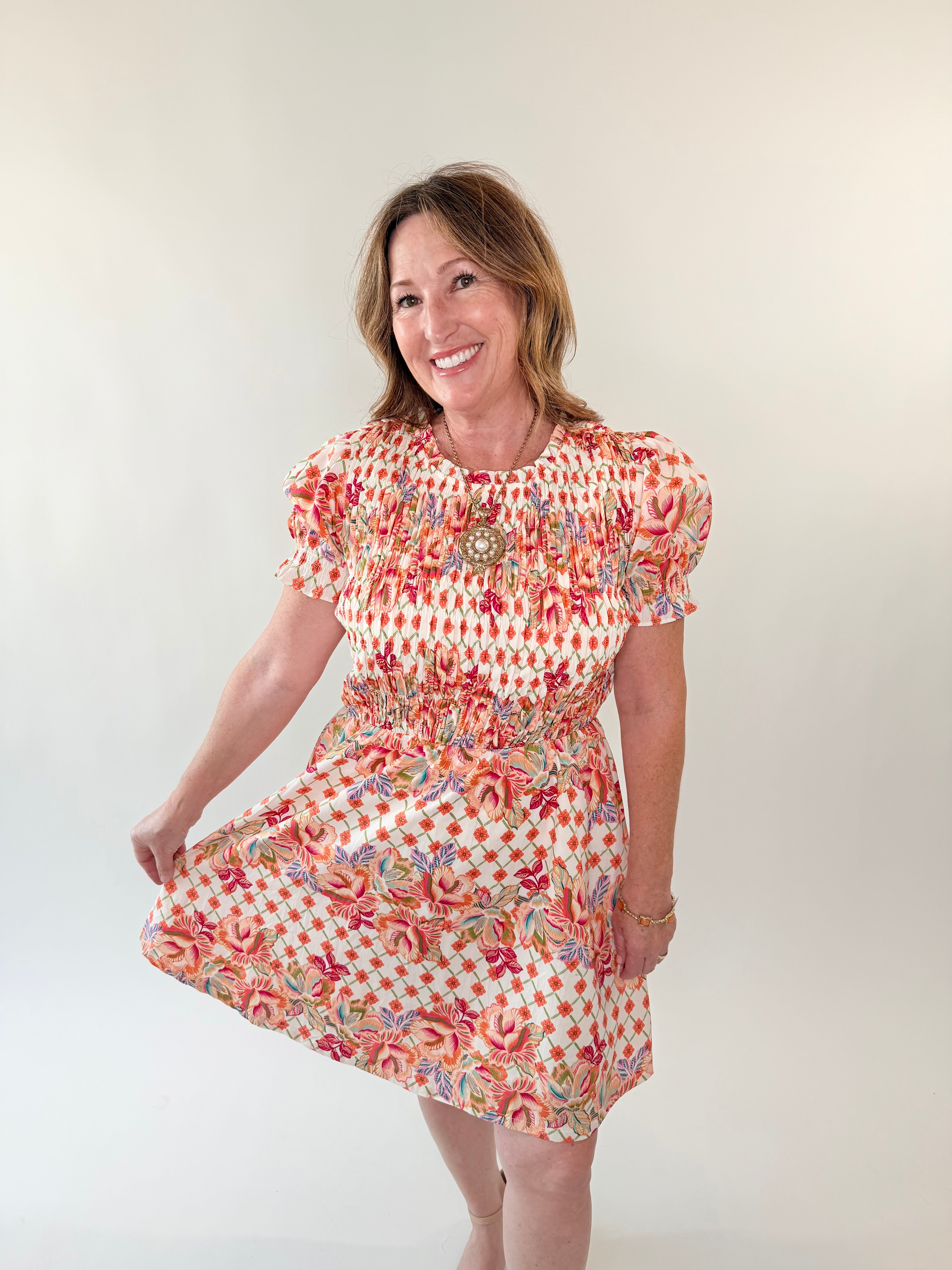 Wildflower Whimsy Smocked Mini Dress Ivory / Medium