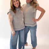 Two Tone Ribbed Knit Sweater Vest
