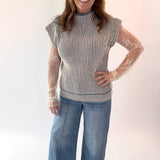 Two Tone Ribbed Knit Sweater Vest