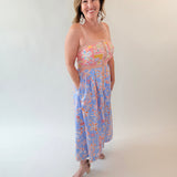 Floral Button Down Tape Trim Midi Dress