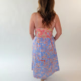 Floral Button Down Tape Trim Midi Dress