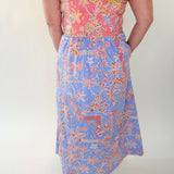 Floral Button Down Tape Trim Midi Dress