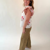 High Rise Wide Leg Pants with Front Seam